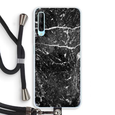 Zwart marmer: Huawei P Smart Pro Transparant Hoesje met koord