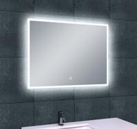Badkamerspiegel Quatro | 80x60 cm | Rechthoekig | Directe en indirecte LED verlichting | Touch button | Met verwarming