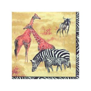 60x Tropische 3-laags servetten safari park dieren 33 x 33 cm