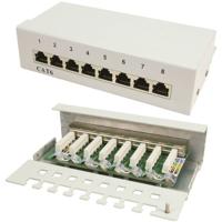 LogiLink NP0016A 8 poorten Netwerkpatchbox CAT 6 1 HE Grijs Ingericht