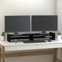 VidaXL Monitorstandaard 100x27x15 cm massief grenenhout zwart - thumbnail