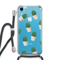Cactusprint roze: iPhone XR Transparant Hoesje met koord