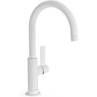 Wastafelkraan Tres Project | Opbouw | Draaibare uitloop | Mengkraan | Hoog model | 1-hendel | Rond | Wit mat