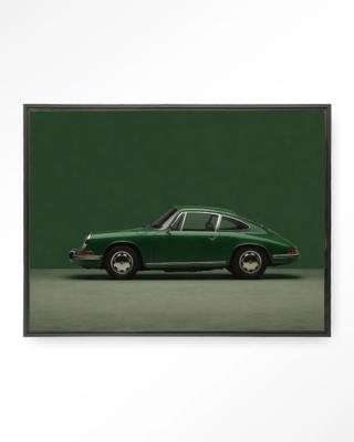 Urban Cotton Wandkleed 'Green Porsche' 110 x 145cm in Floating Frame - black