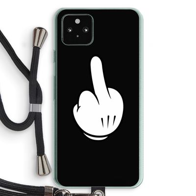 Middle finger black: Pixel 5a 5G Transparant Hoesje met koord