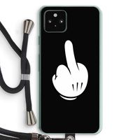 Middle finger black: Pixel 5a 5G Transparant Hoesje met koord