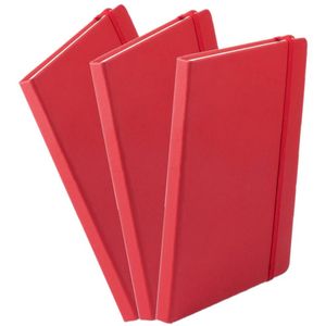 Set van 3x stuks luxe schriftjes/notitieboekjes rood met elastiek A5 formaat - Schriften