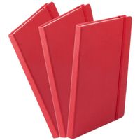 Set van 3x stuks luxe schriftjes/notitieboekjes rood met elastiek A5 formaat - Schriften - thumbnail