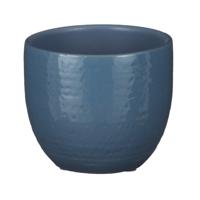 Mica Decorations Plantenpot - terracotta - blauw glans - D14/H12 cm   - - thumbnail