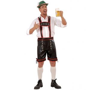 Oktoberfest lederhose zwart met rood 54 (XL)  -