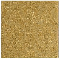 15x stuks Kerst thema servetten 40 x 40 cm luxe deco print goud - thumbnail