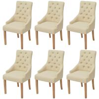 Eetkamerstoelen 6 st stof crème