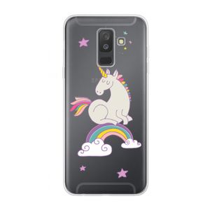 Regenboog eenhoorn: Samsung Galaxy A6 Plus (2018) Transparant Hoesje
