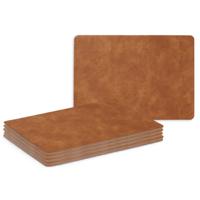 Placemats - 6x - lederlook - cognac kleur - 42 x 30 cm - tafel dekken - onderleggers