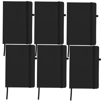 Notitieboekje / opschrijfboekje A5 - 6x - zwart - 15 x 21 cm - harde kaft
