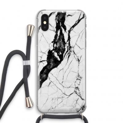 Witte marmer 2: iPhone XS Transparant Hoesje met koord