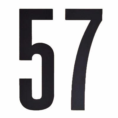 Plakcijfers 57 zwart 10 cm
