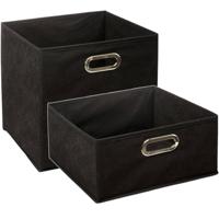 Set van 2x stuks opbergmanden/kastmanden 14 en 29 liter zwart van linnen 31 cm - Opbergkisten - thumbnail