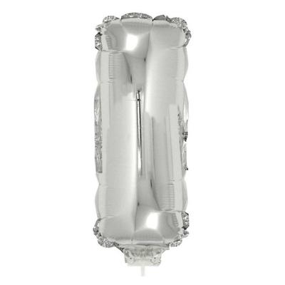Folieballon letter I - 41 cm - zilver - feestdecoratie - versiering