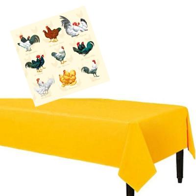 Pasen tafel dekken decoratie set - geel tafelkleed 140 x 240 cm - en 20x paas thema servetten