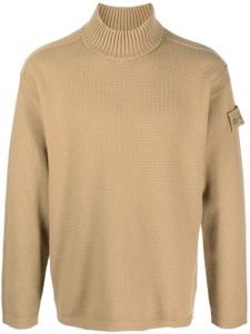 Stone Island logo-patch roll-neck jumper - Marron