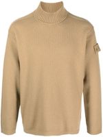 Stone Island logo-patch roll-neck jumper - Marron - thumbnail