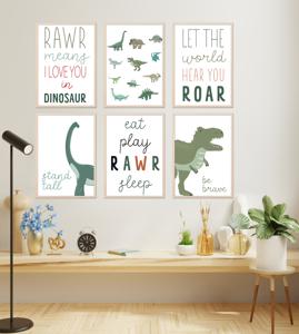 Posters - Dinosaurussen / LET THE WORLD HEAR YOU ROAR / set van 6