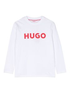 HUGO KIDS t-shirt longues manches à logo imprimé - Blanc