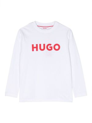 HUGO KIDS t-shirt longues manches à logo imprimé - Blanc