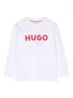 HUGO KIDS t-shirt longues manches à logo imprimé - Blanc