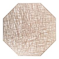 Pastorale achthoekige PVC geïsoleerde placemat creatieve holle placemat huishoudelijke tafel decoratie (goud)