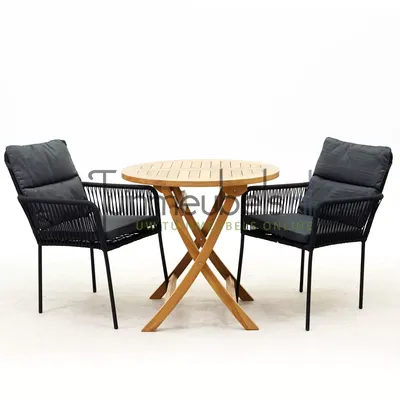 Tuinset Vita Gino zwart stapelbaar met tuintafel Milton rond 80