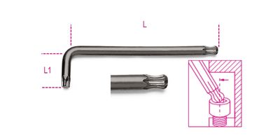 Beta Haakse stiftsleutels met kogelkop en voor Torx® schroeven 97BTX 20 - 000970120