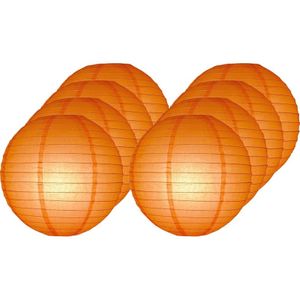 8x Oranje bol lampionnen 25 cm   -