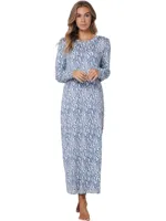 Pastunette dames nachthemd lange mouw - Blue Mirage - Blauw