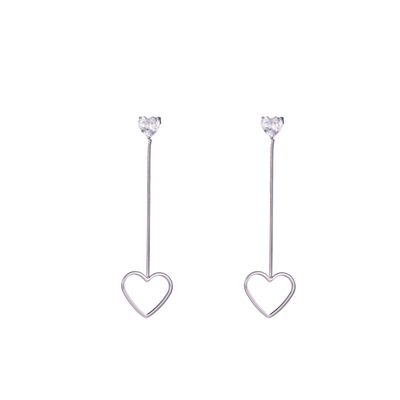 Day&Eve Oorbellen Double Heart Drop Zilver