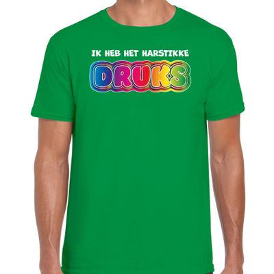 Foute party t-shirt voor heren - Ik heb het hartstikke druks - groen - carnaval/themafeest