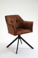 Design stoel LOFT koperbruin fluweel draaibaar zwart metalen frame met armleuning - 42394 - thumbnail