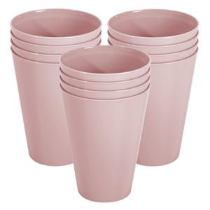 Onbreekbare drinkglazen - set 12x stuks - kunststof - lichtroze - 430 ml - camping/outdoor/kinderen