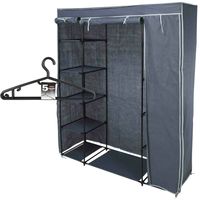 Mobiele kledingkast incl 10x kledinghangers - opvouwbaar - grijs - 167 x 141 cm cm