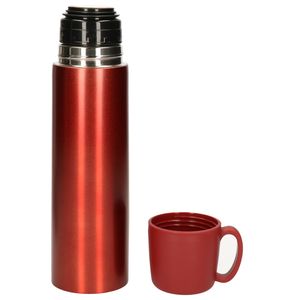 Thermosfles/isoleerfles - RVS met kunststof dop - rood - 500 ml