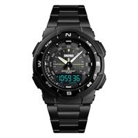 SKMEI 1370 multifunctionele mannen Outdoor Sports Noctilucent waterdicht RVS digitale polshorloge (zwart)