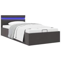Bedframe met opbergruimte en LED stof donkergrijs 100x200 cm