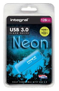 Integral 128GB USB3.0 DRIVE NEON BLUE UP TO R-120 W-30 MBS USB flash drive USB Type-A 3.2 Gen 1 (3.1 Gen 1) Blauw