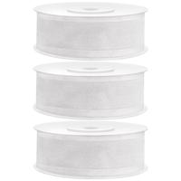 Hobby chiffon sierlint - 3x - wit - 2,5 cm/25 mm x 25 meter - decoratie - cadeaulinten