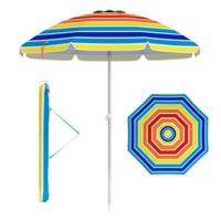 198 cm Grote Strandparasol Draagbare Outdoor-zonnescherm met Zandanker & Draagtas Parasol voor Terras Tuin Zwembad Stranddagen