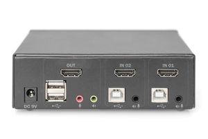 Digitus DS-12870 KVM-switch 2 + 1 poorten HDMI Afstandsbediening, Toetsenbord 3840 x 2160 Pixel