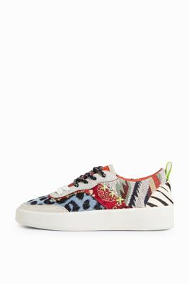 Sneakers met dikke zool en denim patch - MATERIAL FINISHES - 38