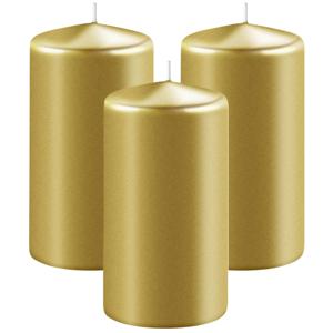 Enlightening Candles Cilinder/stompkaars - 3x - goud - D6 x H10 cm - 36 branduur