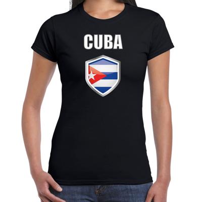 Cuba landen supporters t-shirt - zwart - dames - fan kleding - korte mouwen